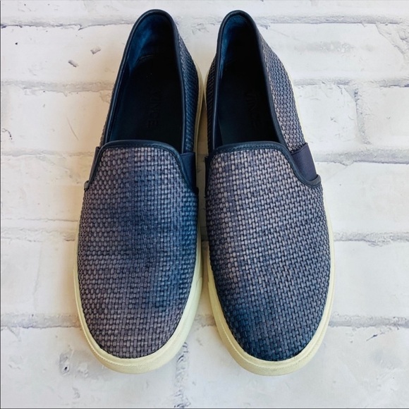 Blue woven slip on sneakers Vince Preston size 7 white chunky sole - Picture 1 of 13